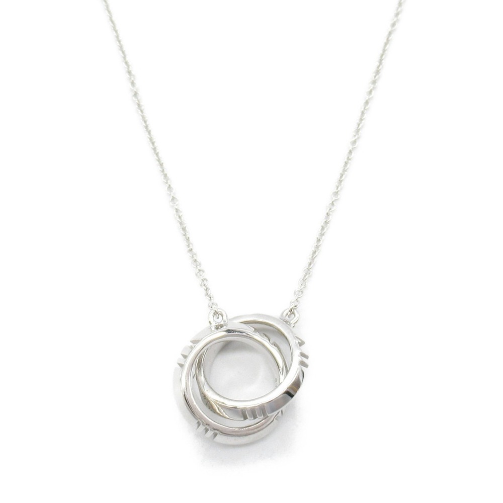 Tiffany Co Double Circle Necklace White Gold Silver